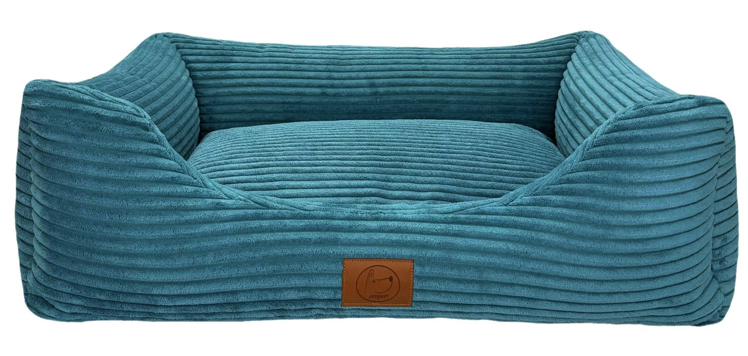 Cord-blau-1 Orthopädisches Hundebett San Marino azurblau