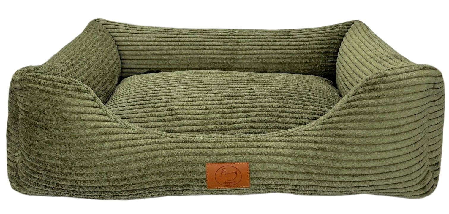 Cord-oliv-1 Orthopädisches Hundebett San Marino oliv