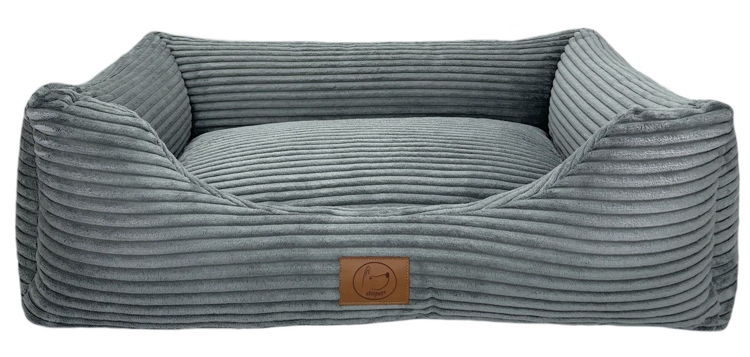 Cord-grau-1 Orthopädisches Hundebett San Marino grau