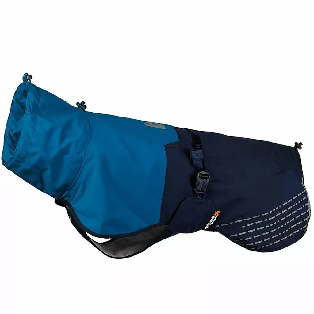 Nonstop Dogwear Fjord Regenmantel in Petrol, atmungsaktiver und winddichter Mantel für Hunde bei nassem Wetter.