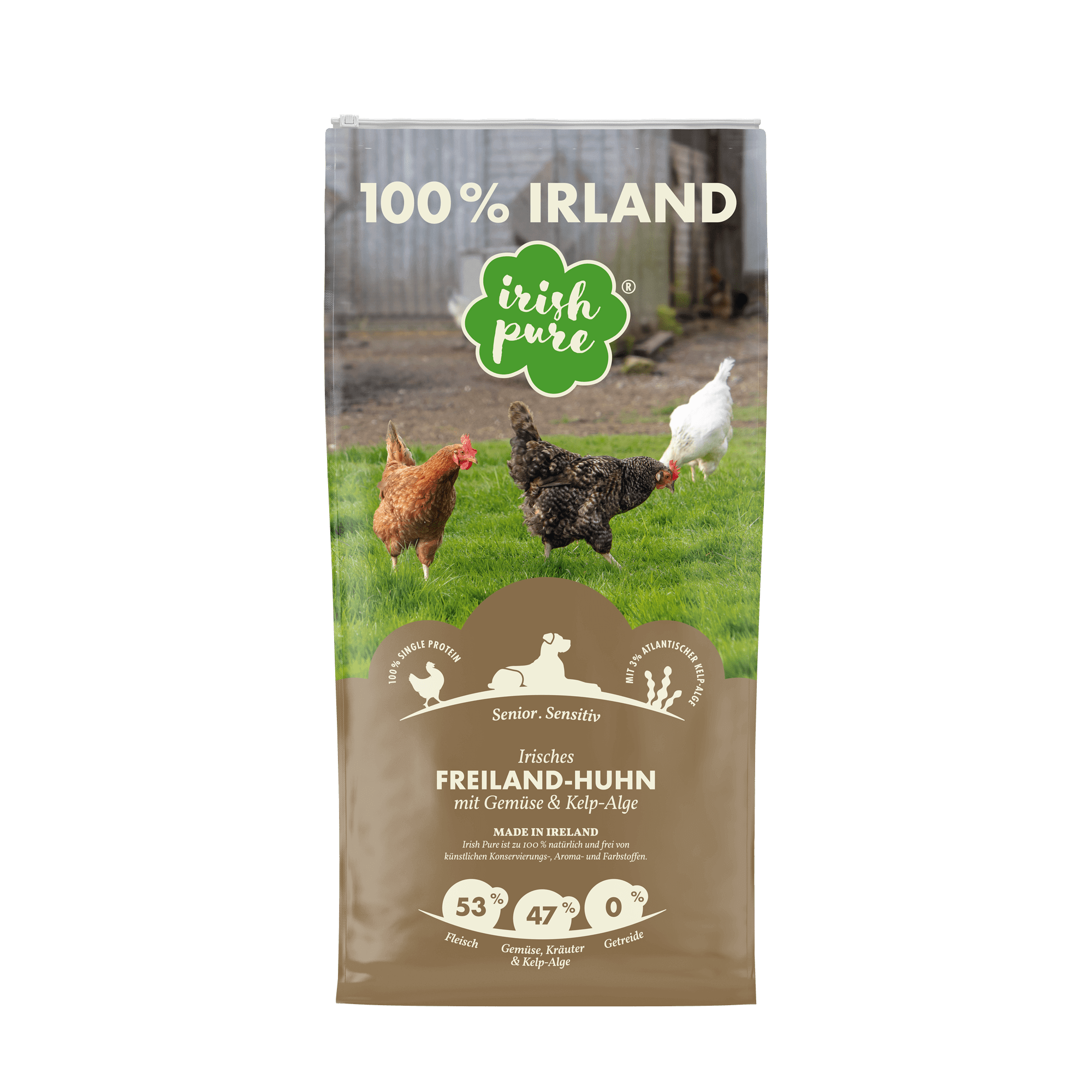 12kg_fr-min-2 SENIOR Irisches Freiland Huhn mit Gemüse und Kelp-Alge
