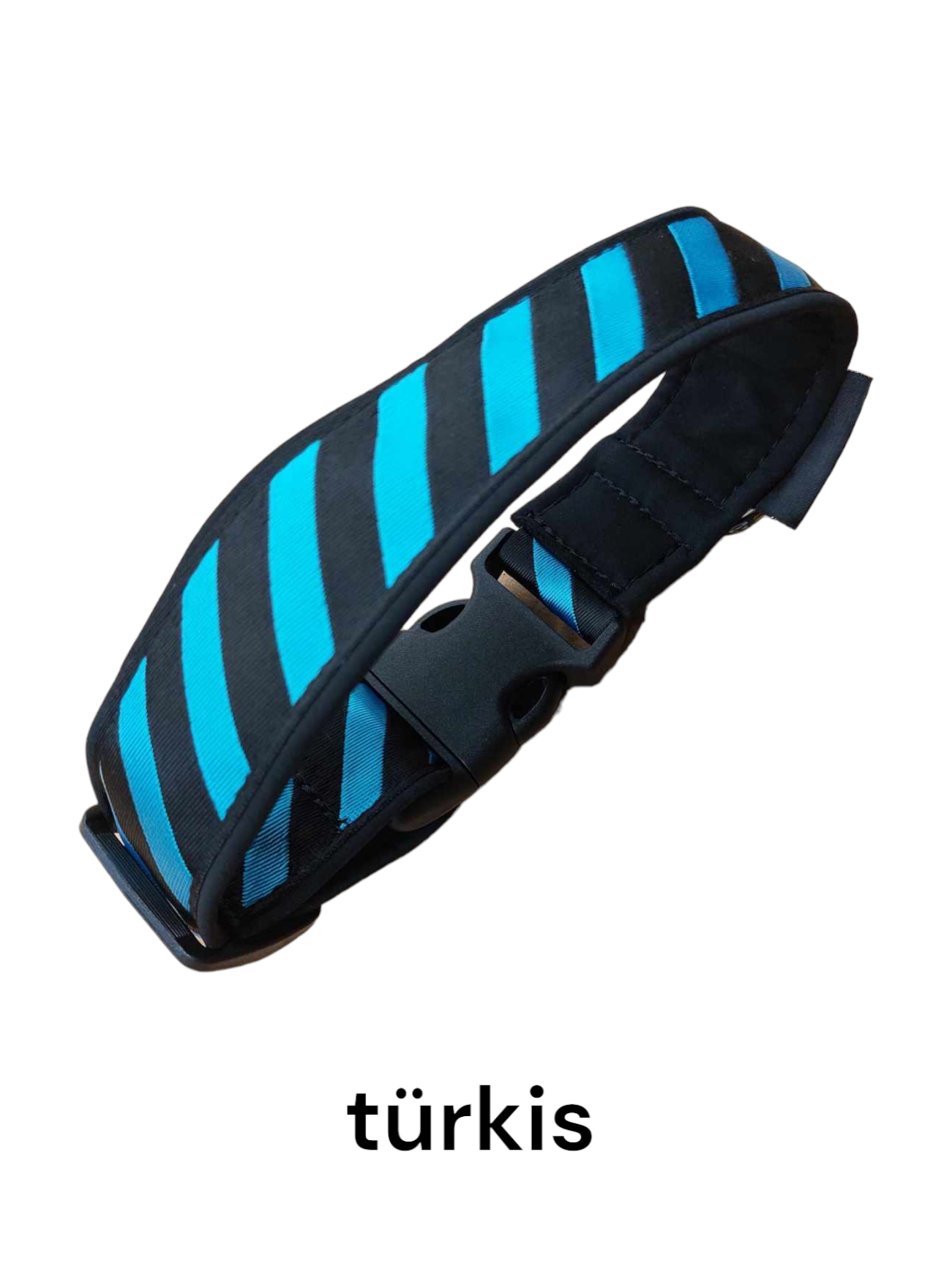 Halsband 40 mm Türkis/Schwarz Softshell-Hundehalsband 40 mm in Türkis/Schwarz mit Steckschnalle
