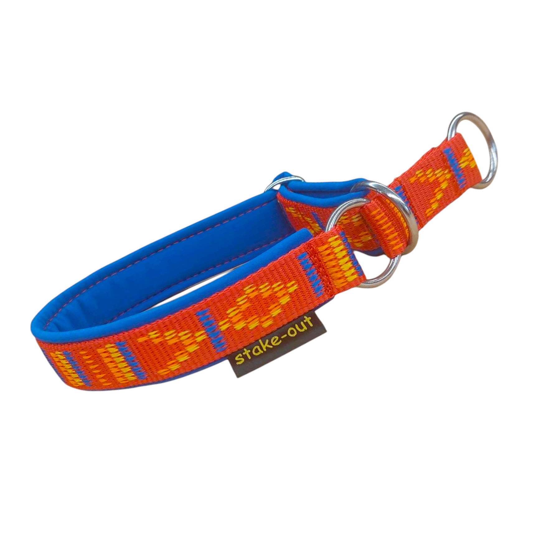Inka Rot/Royalblau Zugstopp-Hundehalsband Inka Rot mit royalblauer Softshell-Polsterung, verstellbar