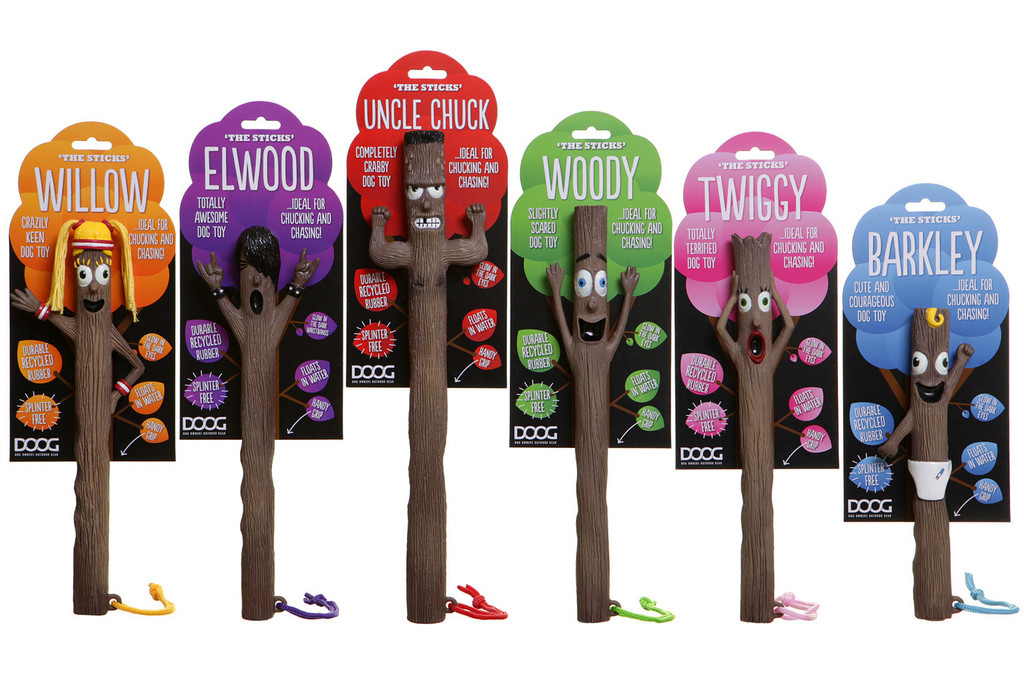The Sticks Hundespielzeuge – robuste Wurf- und Apportierstäbe mit witzigen Gesichtern, ideal für Ziehspiele, Werfen und Apportieren