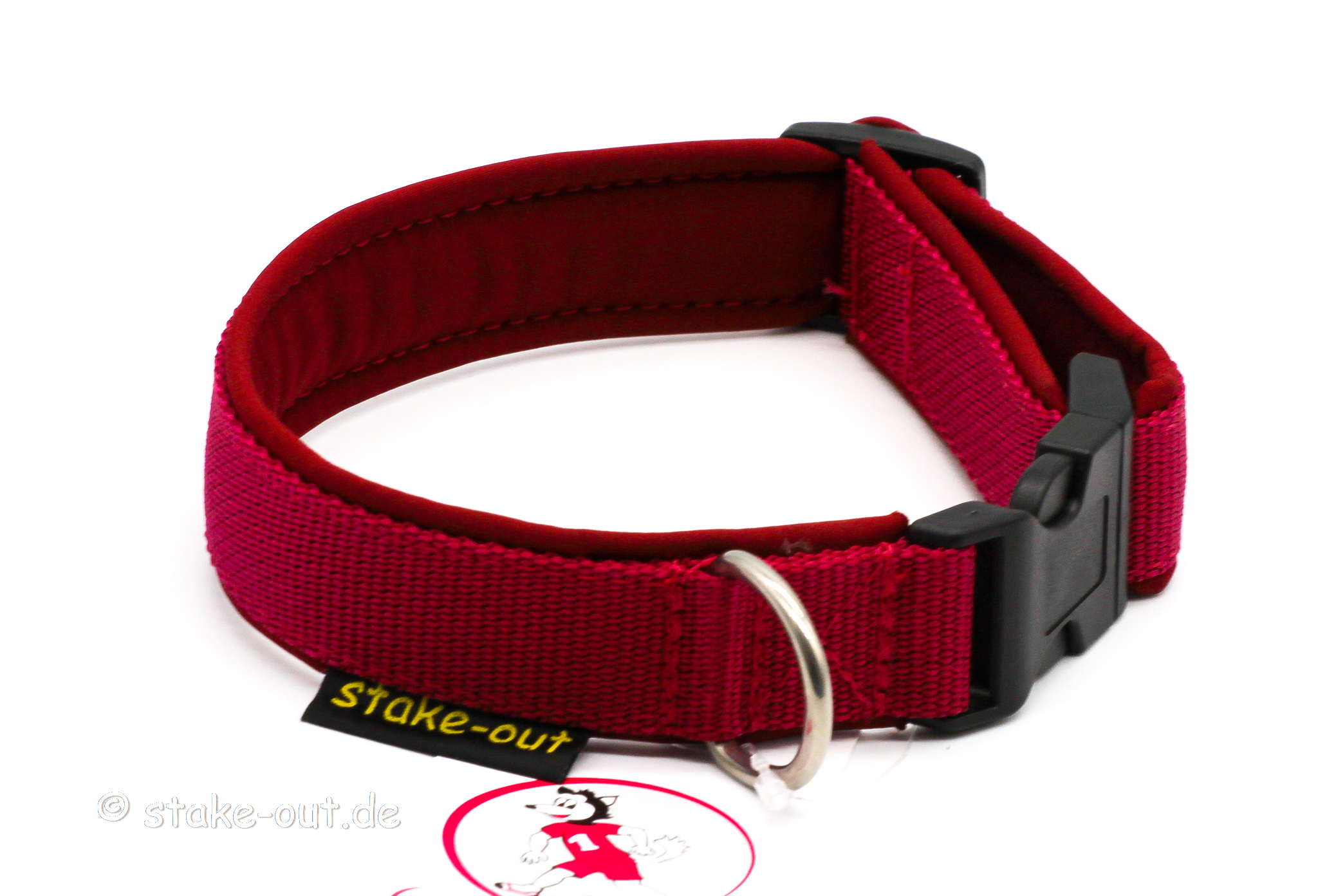 Softshell Halsband Bordeaux/Schwarz Softshell-Halsband Bordeaux/Schwarz mit Polypropylen-Gurtband und Steckschnalle