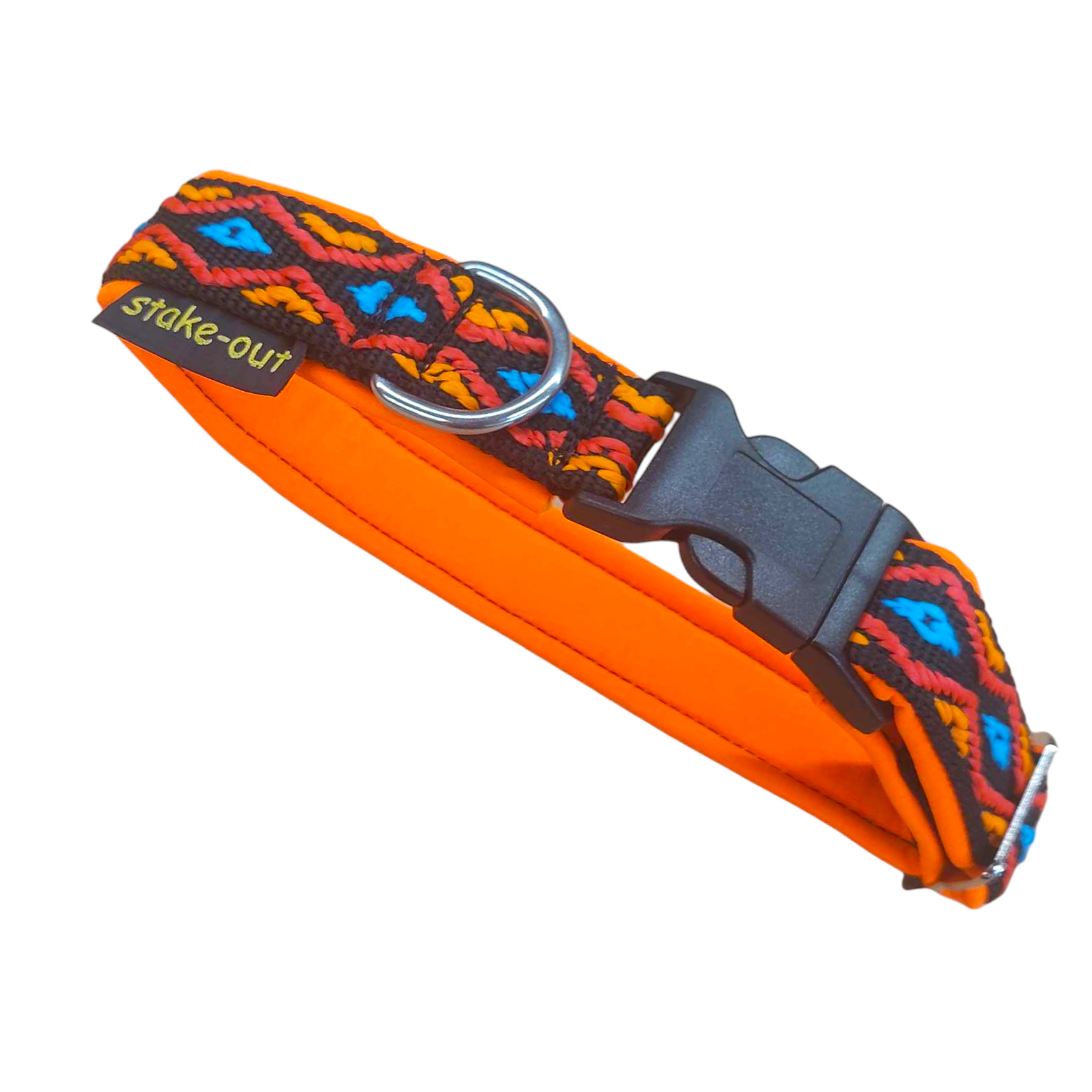 Softshell-Hundehalsband im Maya-Design in Orange mit Klickverschluss