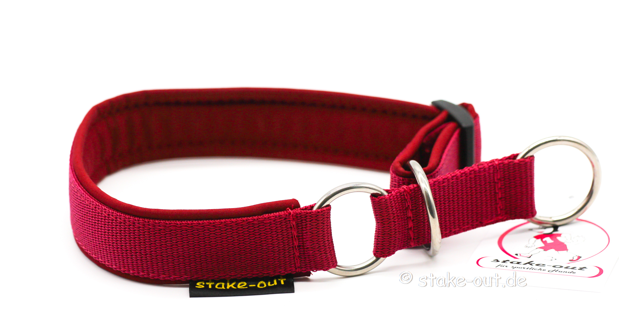 Zugstopp Rot/Rot Zugstopp Hundehalsband in Rot/Rot mit Softshell-Polsterung, verstellbar