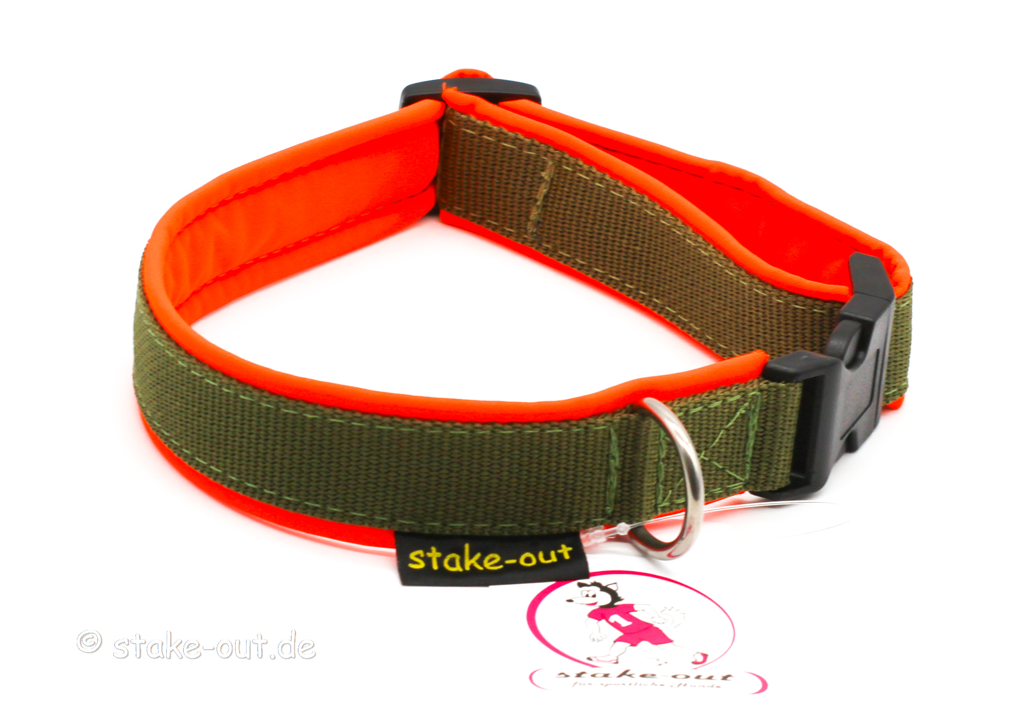 Softshell Halsband Orange/Schwarz Softshell-Halsband Orange/Schwarz mit Polypropylen-Gurtband und Steckschnalle