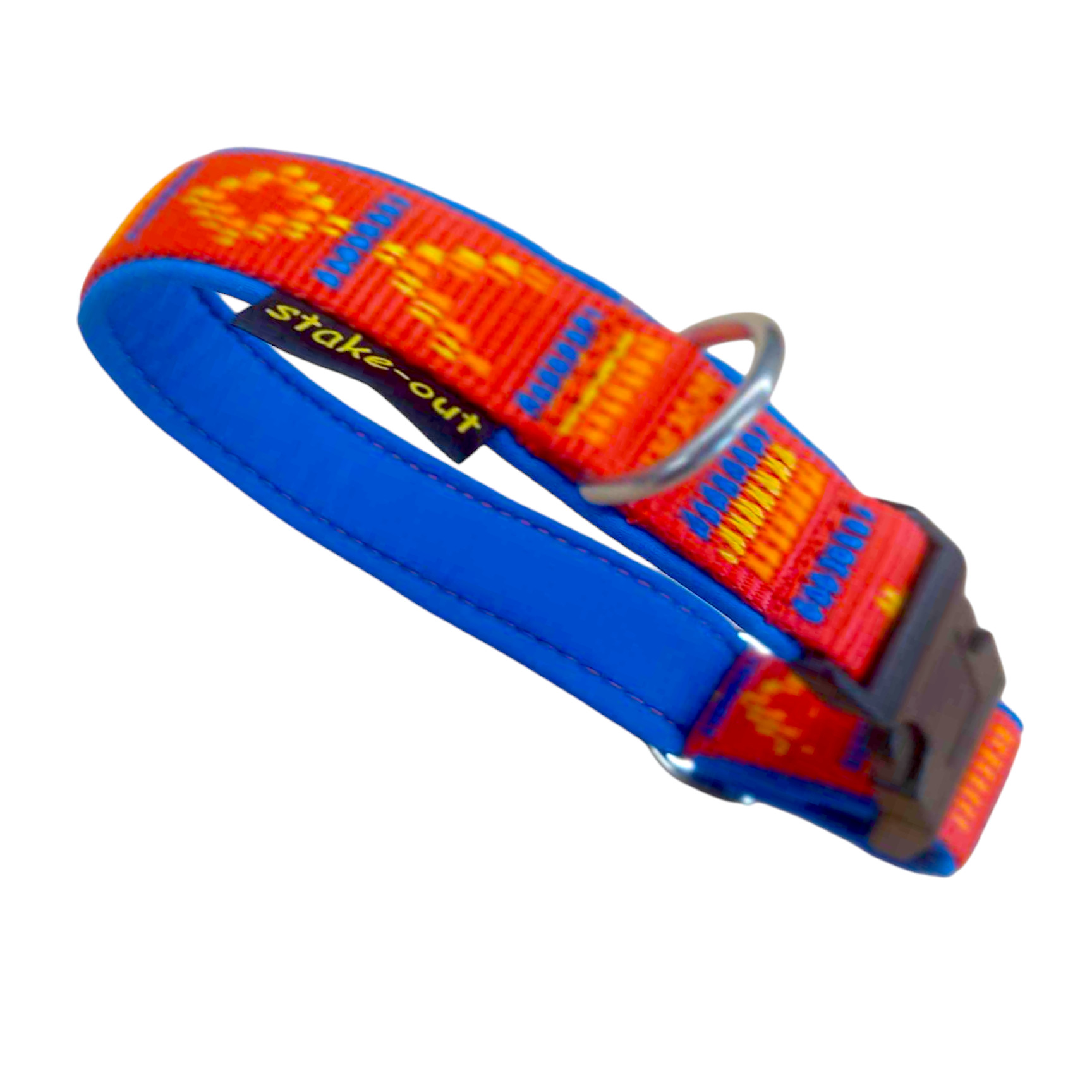 Inka Rot/Royalblau Softshell-Hundehalsband mit Inka-Design in Rot/Royalblau und Klickverschluss