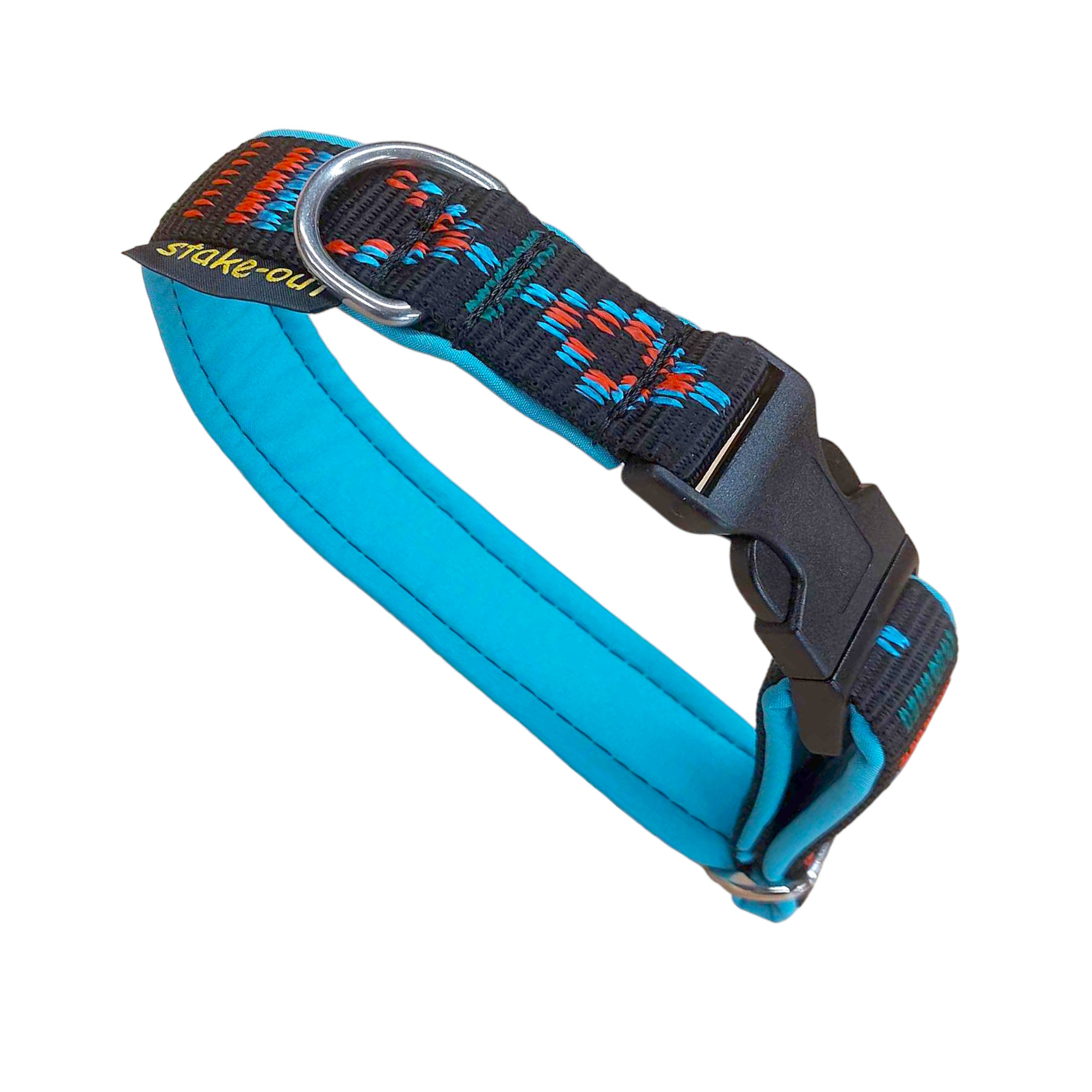 Inka Schwarz/Türkis Softshell-Hundehalsband mit Inka-Design in Schwarz/Türkis und Klickverschluss