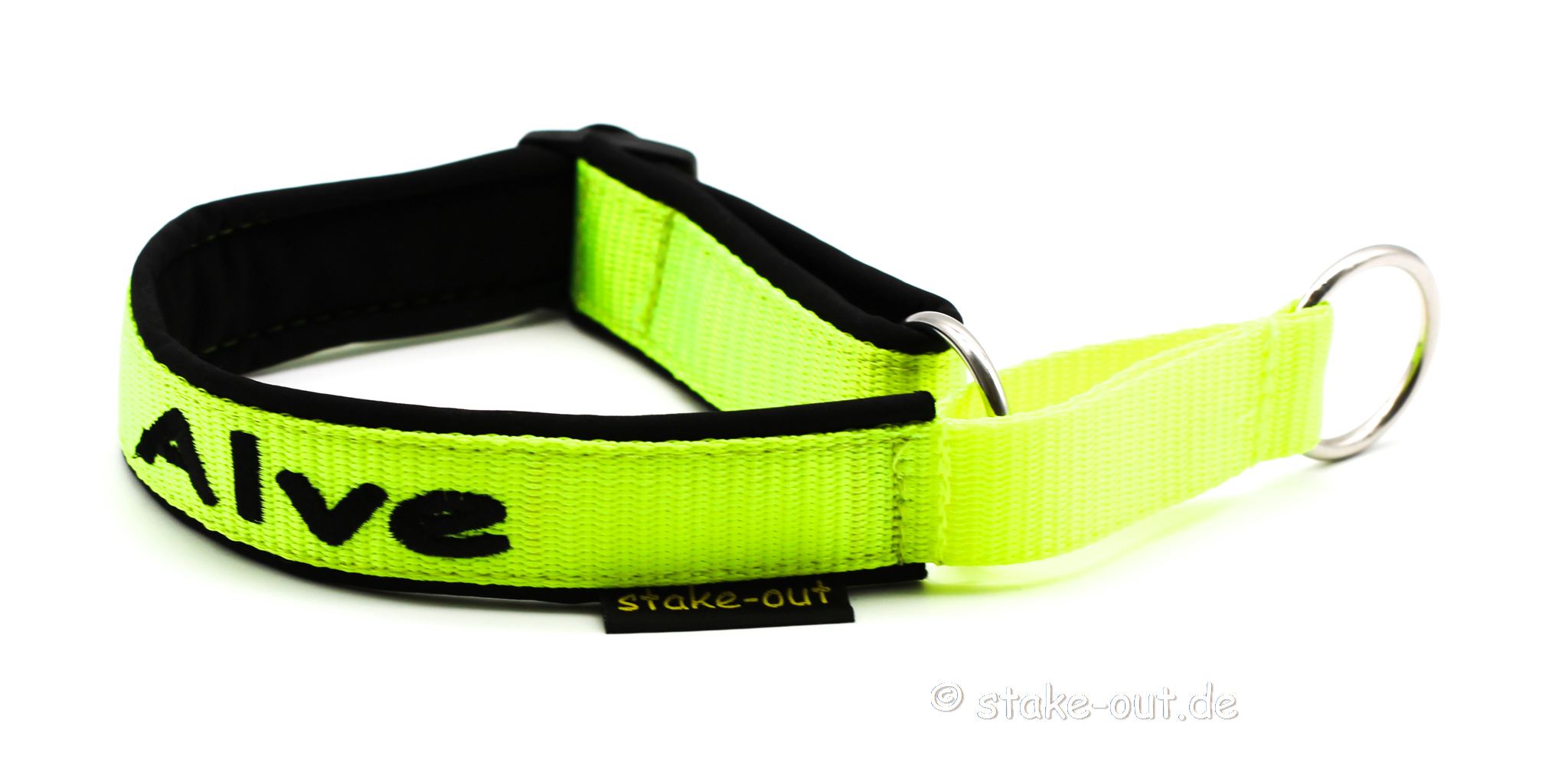 Zugstopp Halsband Neon-Gelb bestickt Softshell Besticktes Zugstopp-Halsband in Neon-Gelb/Schwarz mit Softshell-Polsterung