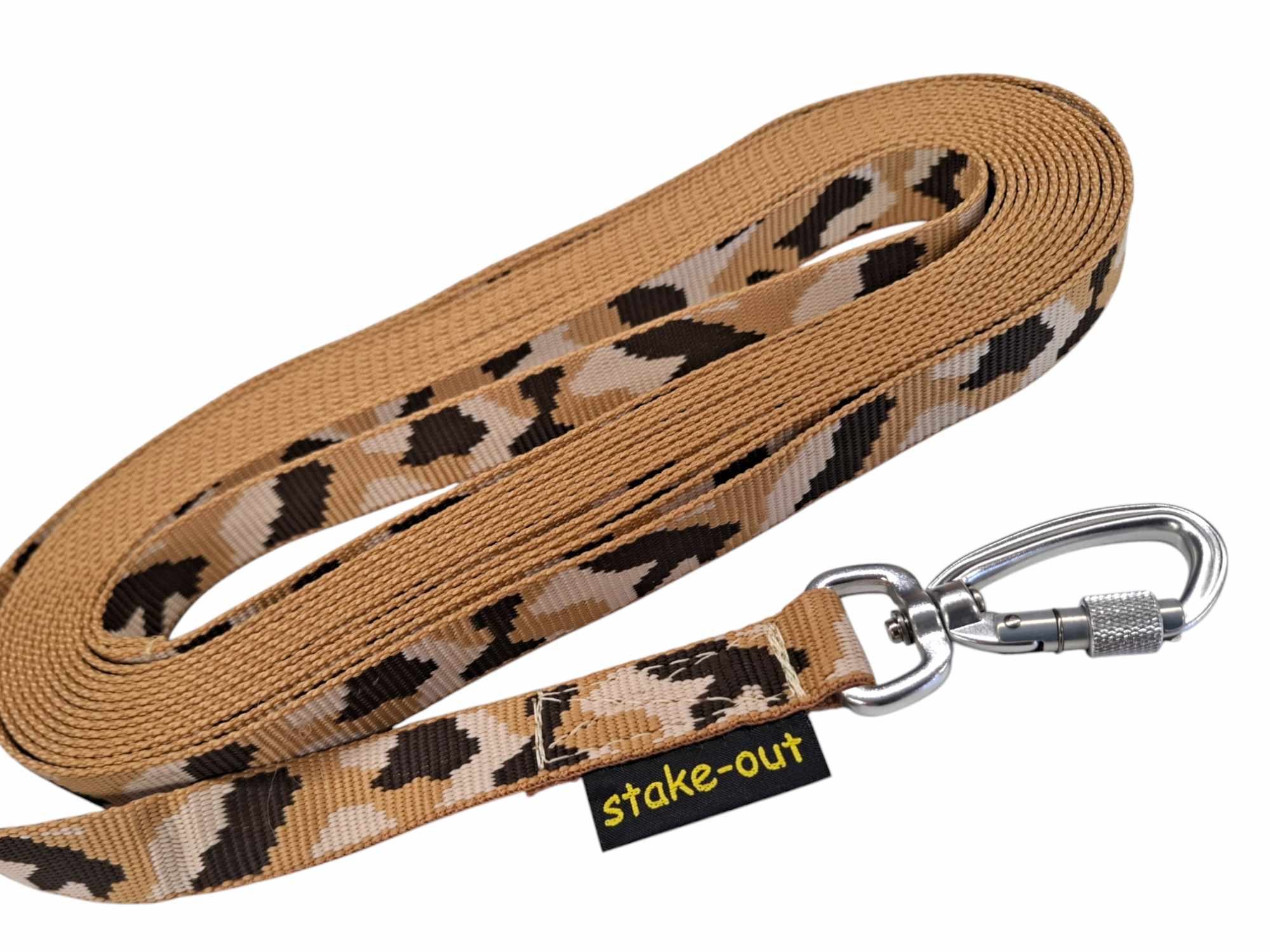 Schleppleine mit Alu Sicherheitskarabiner 10 Meter, Fleckentarn sand