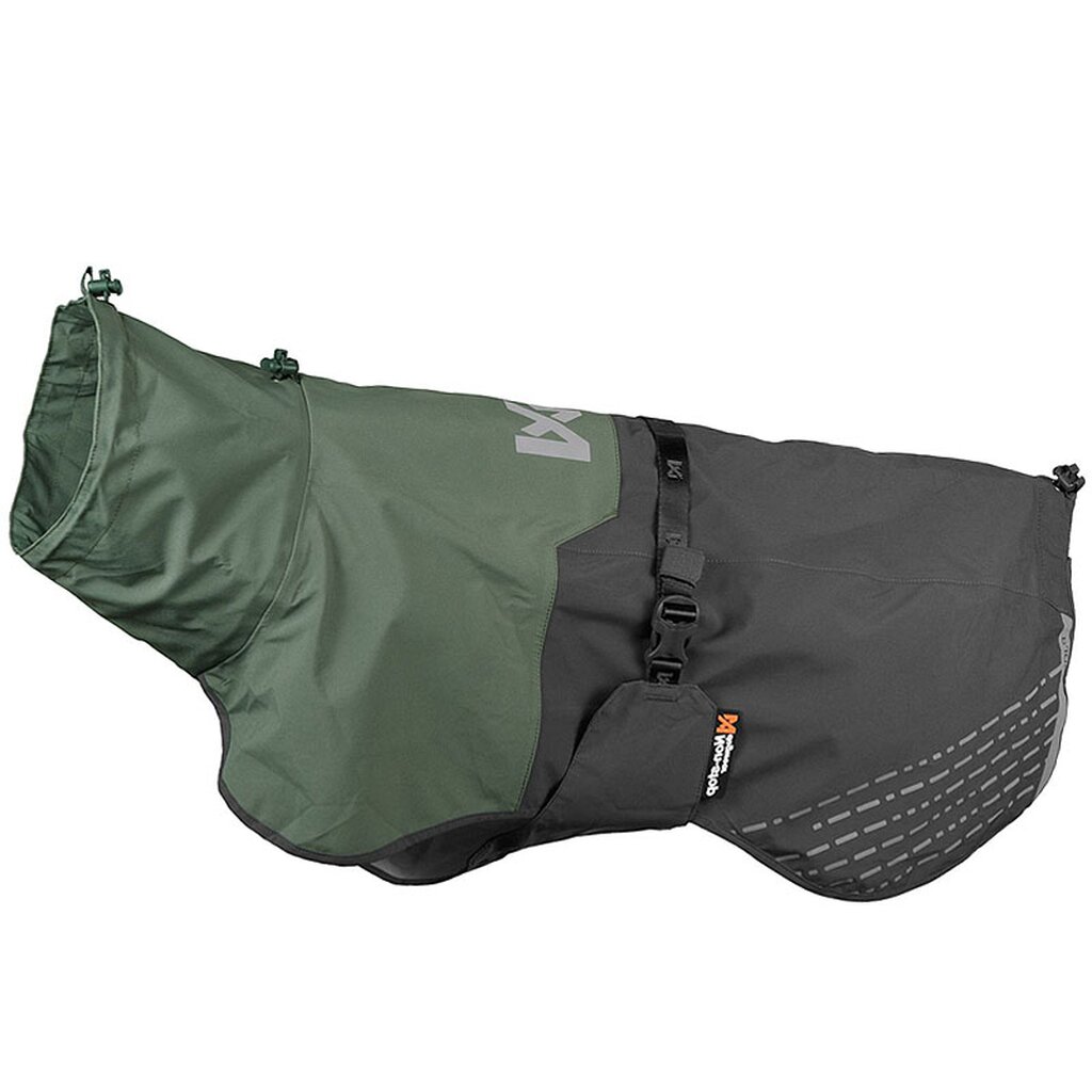 Nonstop Dogwear Fjord Regenmantel in Olivgrün, leichter und wetterfester Mantel für Spaziergänge und Outdoor-Aktivitäten.