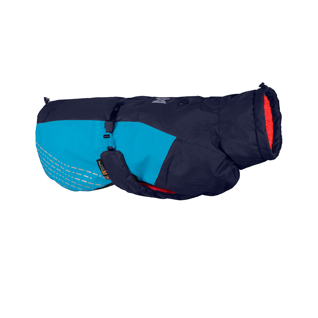 Nonstop Wintermantel Glacier 2.0 in Navy und Petrol, wasserabweisender und wärmender Mantel für Hunde in elegantem Design.